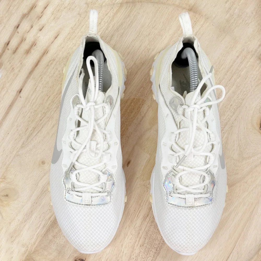 Nike React Element 55 Running Sneakers White Iridescent Women Size 10 CN0147-100